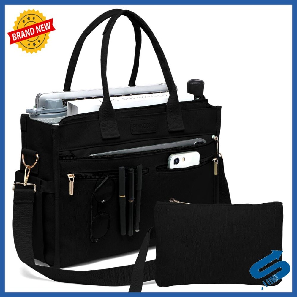 Canvas Tote Bag Set Large Shoulder Crossbody Laptop Purse Work Travel Chic